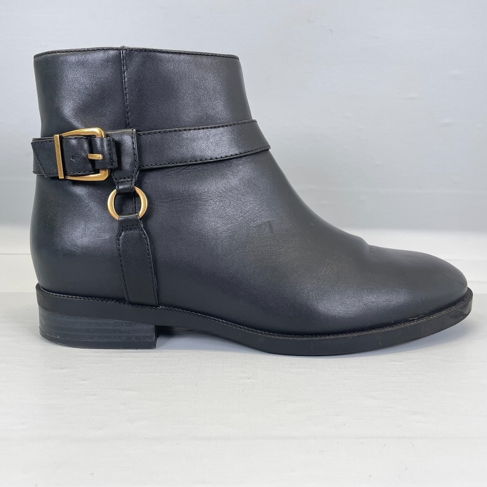 Vionic Rhiannon Boots Womens Size 9.5 Black Leather Zip Up Buckle Ankle Shoes